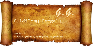 Gulácsy Gergely névjegykártya